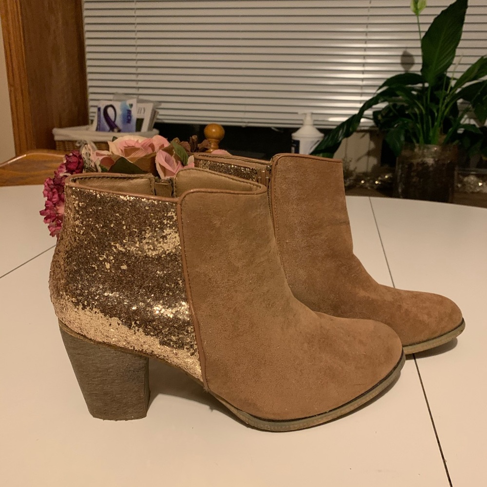 Glitter Embellished Heel Booties Sz 8